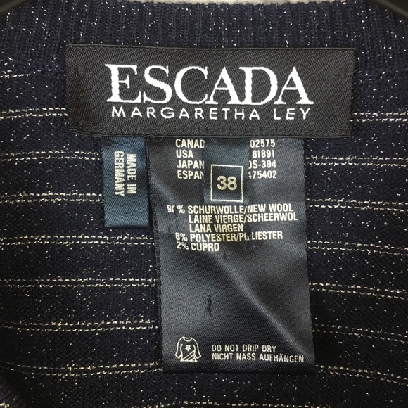 Escada Virgin Wool Blend Striped Knit Cardigan 38 - Picture 3 of 4
